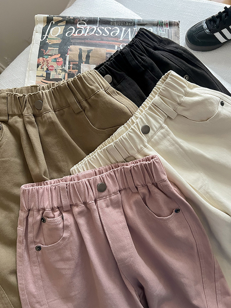 設計感拼接百搭純色休閒褲(90-170)