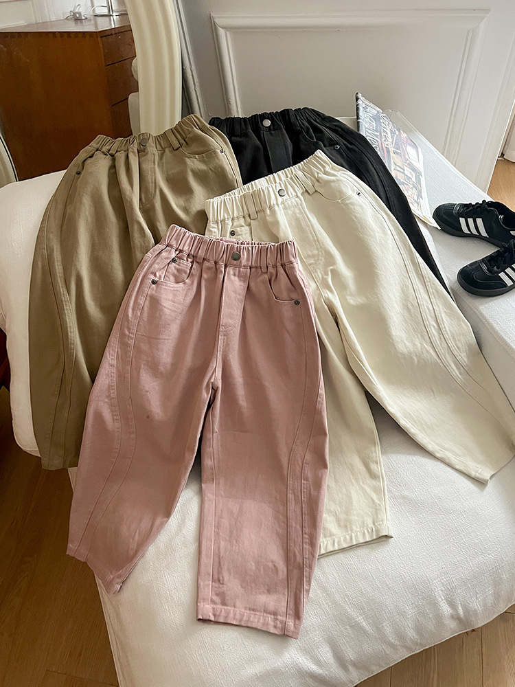 設計感拼接百搭純色休閒褲(90-170)