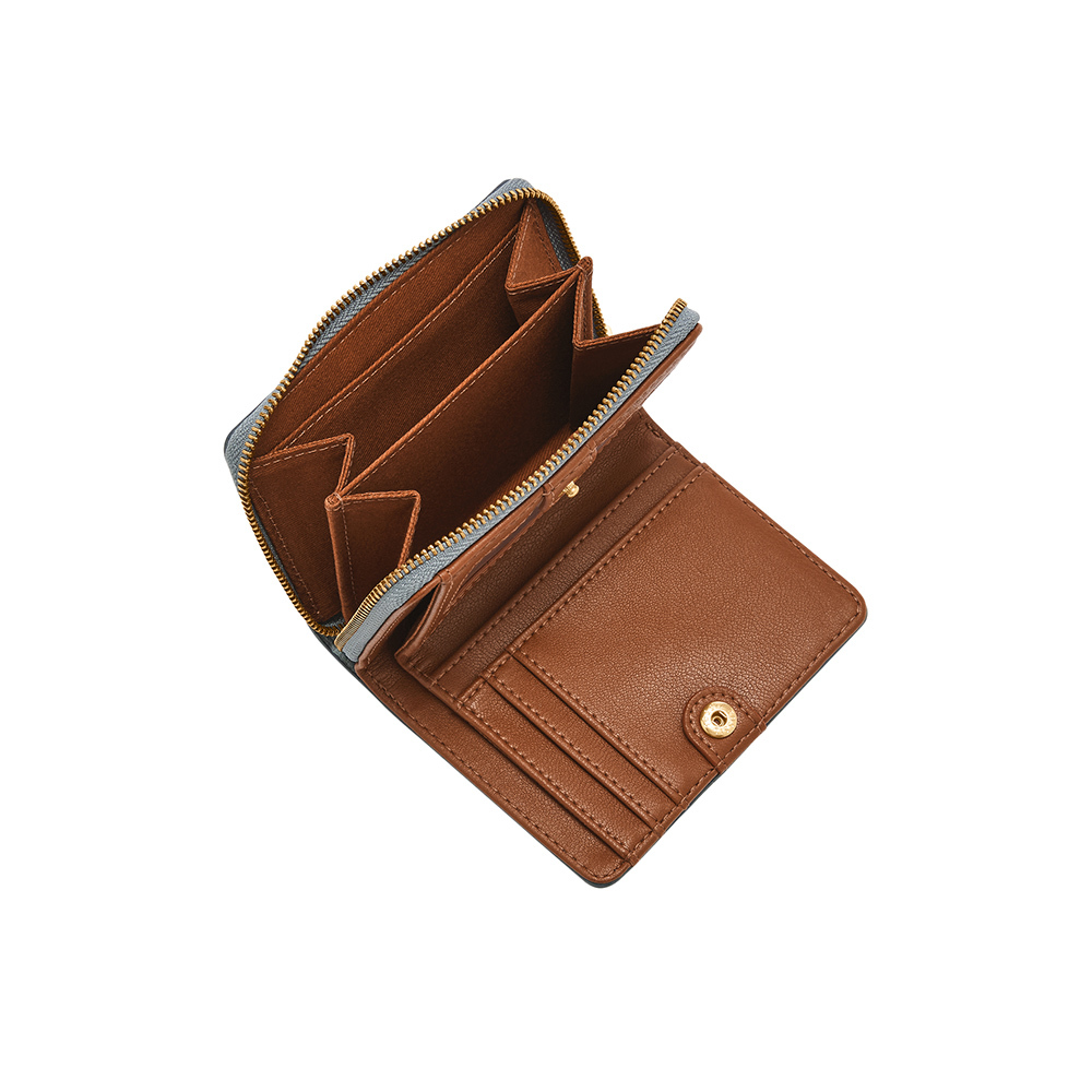 Logan 迷你多功能真皮RFID防盜短夾-藍色 SL7923450