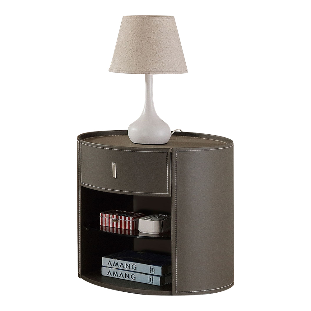 科尼1.6尺高級馬鞍皮革床頭櫃/玻璃圓形床頭櫃/單抽收納櫃/置物小邊櫃/小茶几