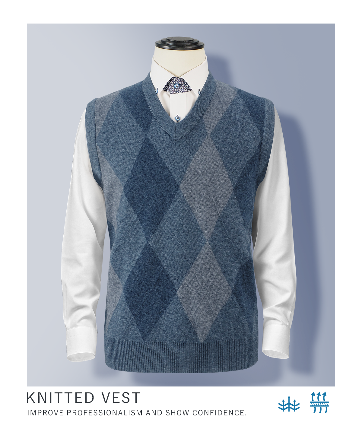 穩序菱格混紡針織背心