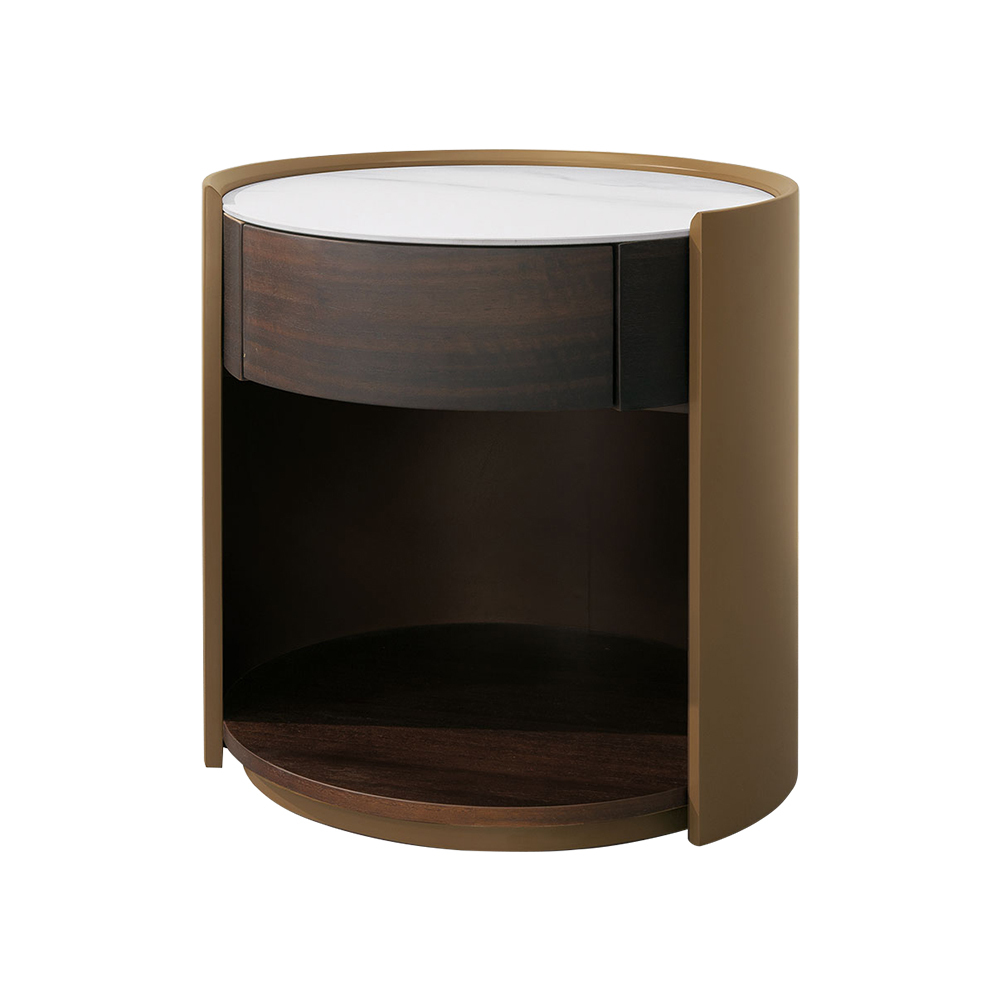 柏德1.7尺岩板床頭櫃/圓形床頭櫃/單抽收納櫃/置物小邊櫃/小茶几