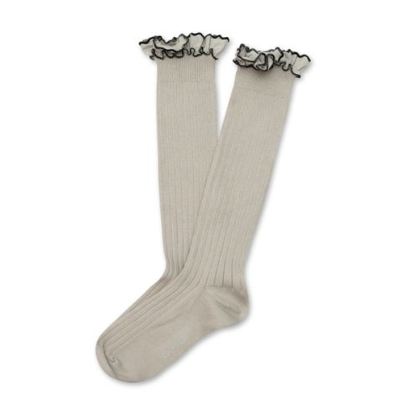 (預購) COLLEGIEN 荷葉邊羅紋長襪 Constance - 105 Gris Perle 珍珠灰