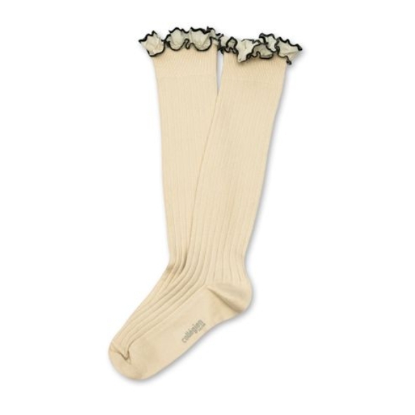 (預購) COLLEGIEN 荷葉邊羅紋長襪 Constance - 037 Doux Agneaux 米白