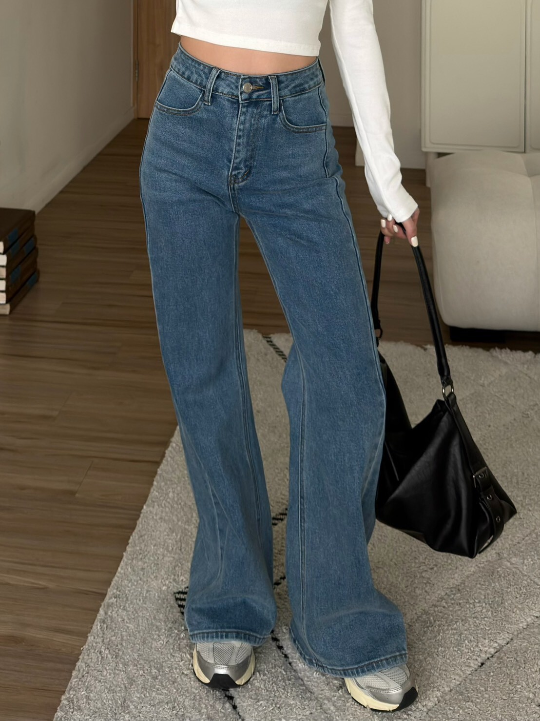 修身高腰長腿牛仔褲