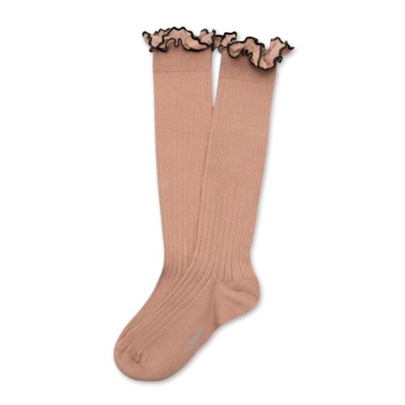 (預購) COLLEGIEN 荷葉邊羅紋長襪 Constance - 331 Vieux Rose 復古粉
