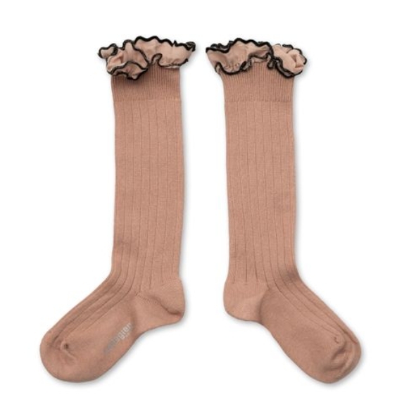 (預購) COLLEGIEN 荷葉邊羅紋長襪 Constance - 331 Vieux Rose 復古粉