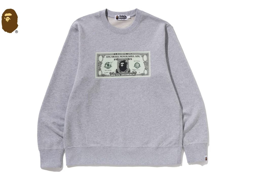 【BAPE男生】0124 發售 正反面寬版衛衣BANKNOTE RELAXED FIT CREWNECK SWEATSHIRT