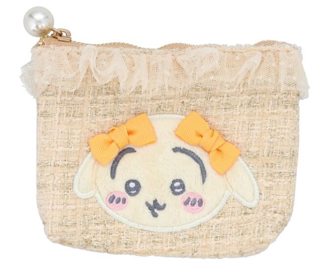 Chiikawa Tweed Tissue Pouch (Usagi Ribbon)