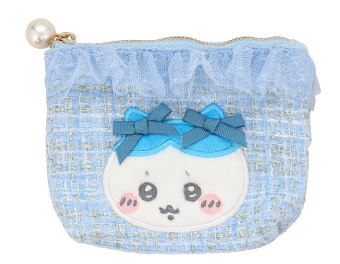 Chiikawa Tweed Tissue Pouch (Hachiware Ribbon)