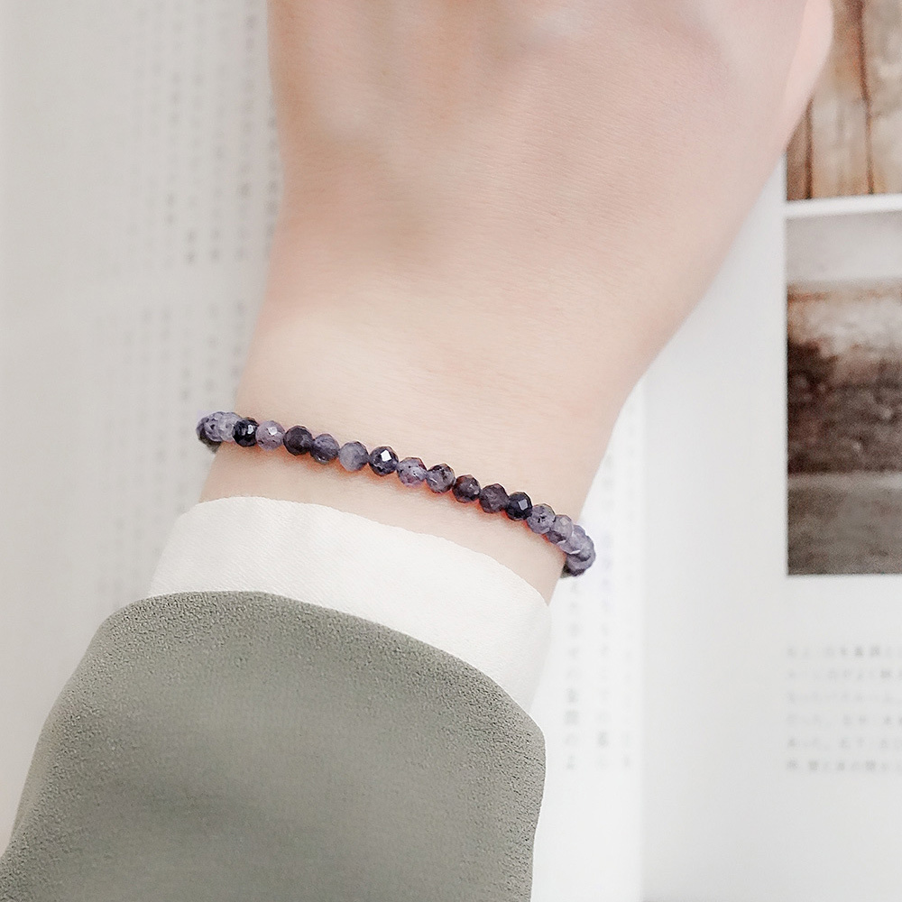 舊夢純銀手鍊(堇青石)/SB061|天然水晶 鑽石切面 女生串珠手鏈 原礦 飾品禮物 新年禮物 情人節禮物