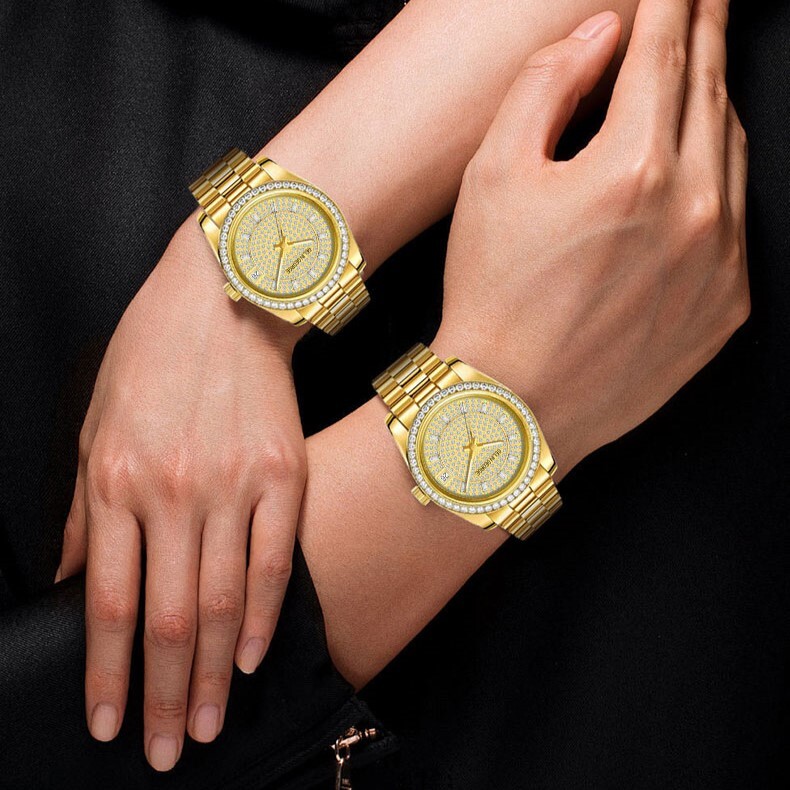 【GELIN GEORGE 格林喬治】黃冰糖系列 GL-605 限量 錶殼錶帶表面黃金 機械 夜光 不鏽鋼 手錶