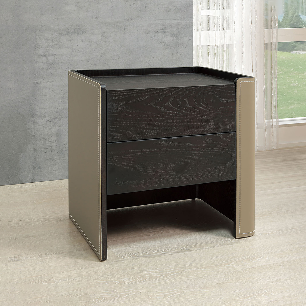 賽安1.7尺高級馬鞍皮革床頭櫃/二抽收納櫃/置物小邊櫃/小茶几