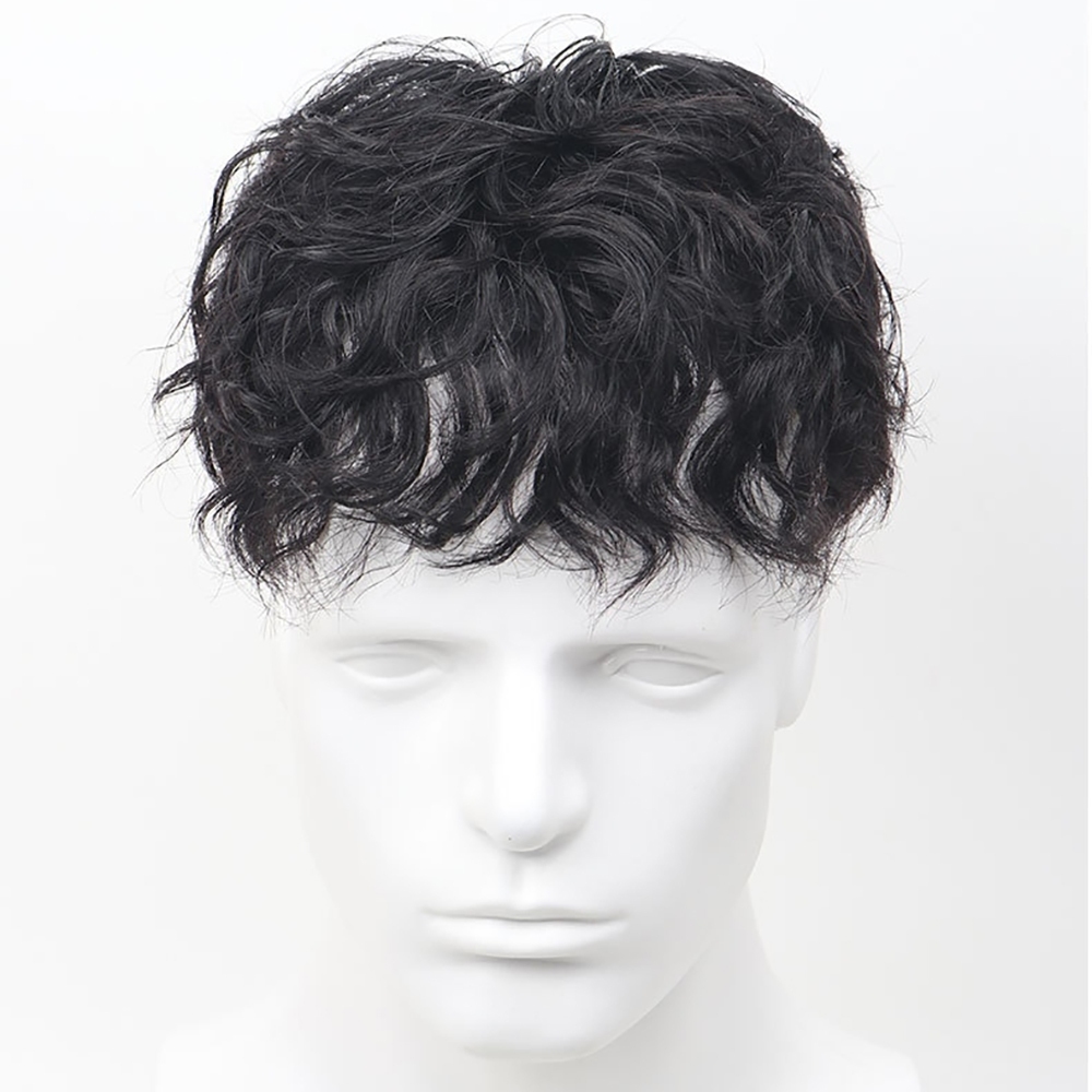 假髮 男生假髮 捲髮髮片 真髮假髮 真人髮絲假髮 整頂假髮 補髮片 自然假髮 透氣假髮 禿頭救星 頭頂補髮片 297