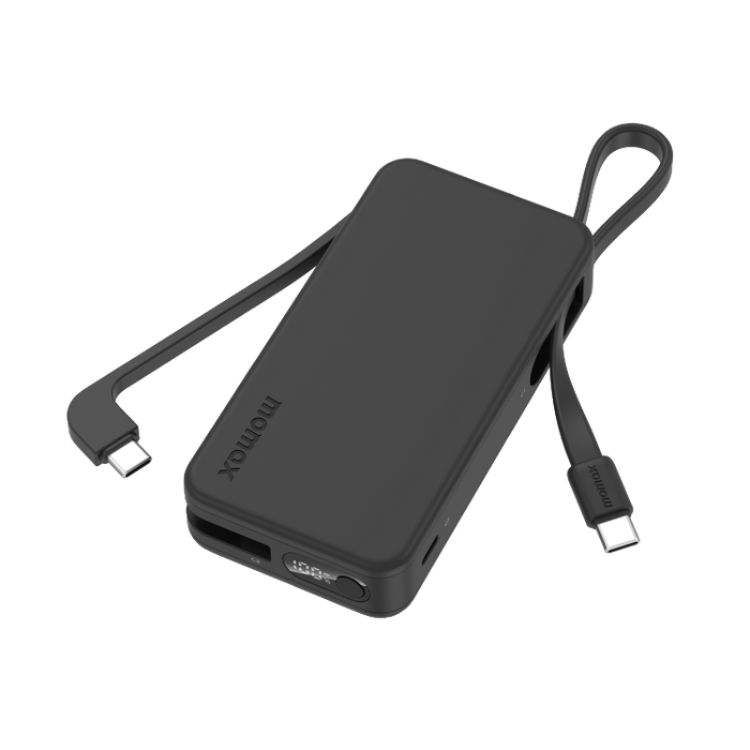Momax 1-Power Vital+10000mAh 雙內建 USB-C 線 (黑)