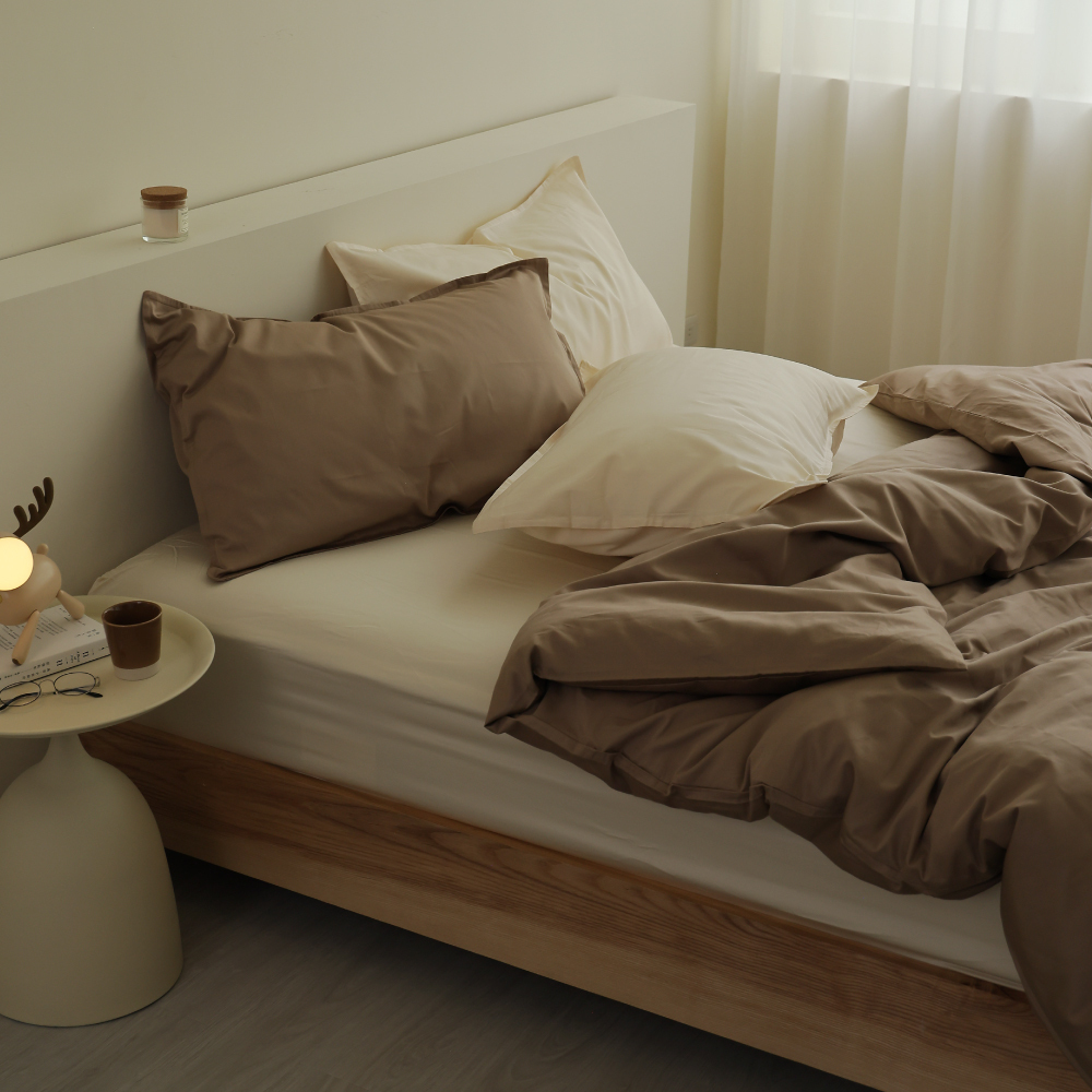 300織精梳純棉｜100%純棉｜雙色配｜麥芽米ｘ雀木咖