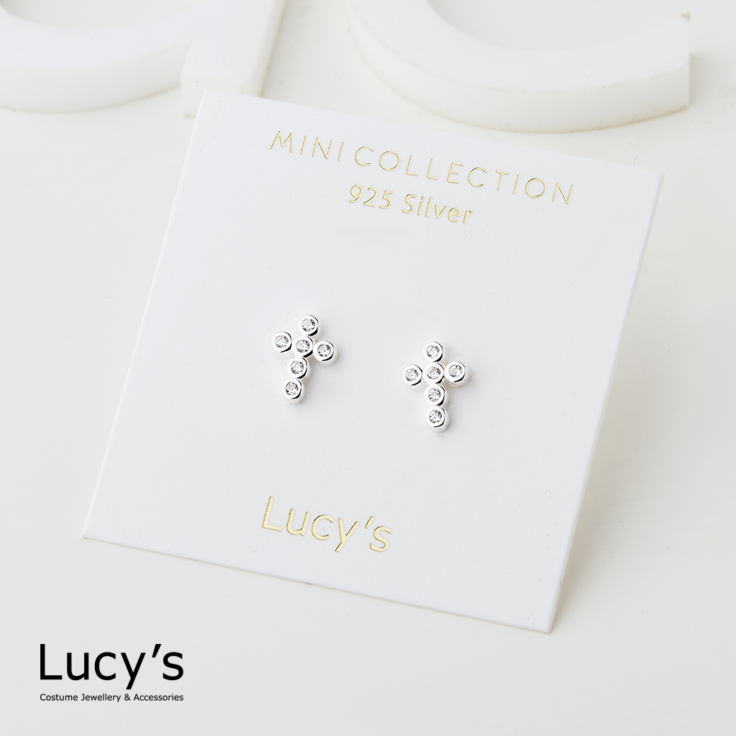 *925純銀〔輕銀系列〕光點十字 耳環 (120975)