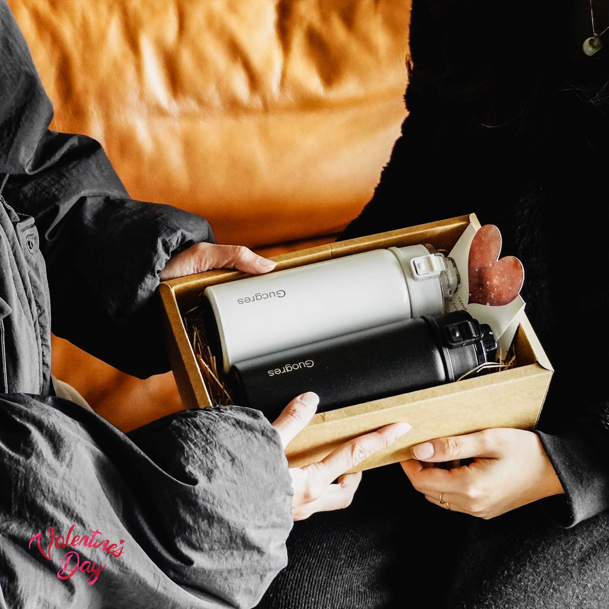 送禮首選 情人節「保溫杯2入組」彈蓋式316不鏽鋼保溫瓶2入 500ml (黑白組)