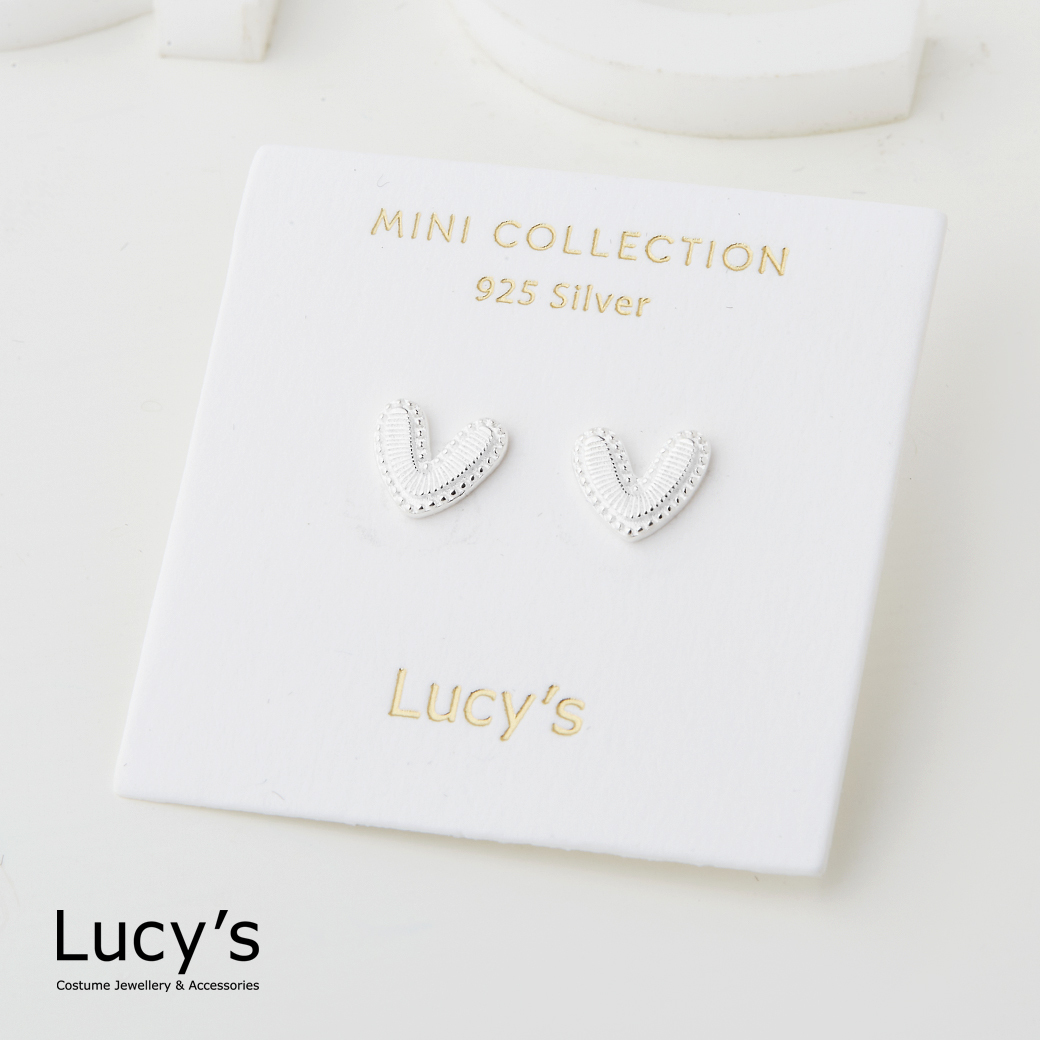 *925純銀〔輕銀系列〕花邊愛心 耳環 (123920)