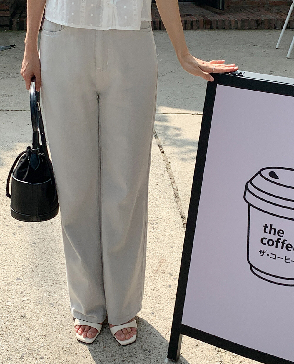 韓國Cherrykoko授權 極簡灰色調俐落順身直筒褲