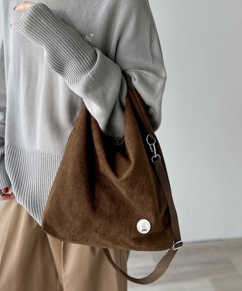 日本🇯🇵連線 JAVA 2WAY時尚麂皮鈕扣點綴手提肩背包 單肩包 通勤包 單肩包 肩背包 手提包 托特包 斜背包 2色(任買兩件7-11免運)/預購