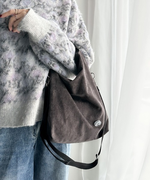 日本🇯🇵連線 JAVA 2WAY時尚麂皮鈕扣點綴手提肩背包 單肩包 通勤包 單肩包 肩背包 手提包 托特包 斜背包 2色(任買兩件7-11免運)/預購