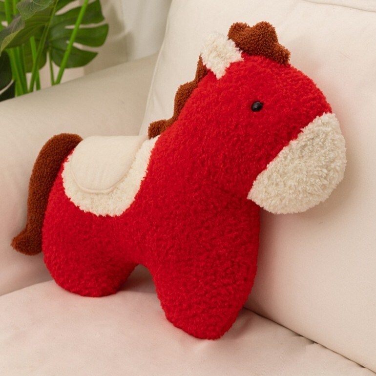 《6544》紅色小馬毛絨抱枕