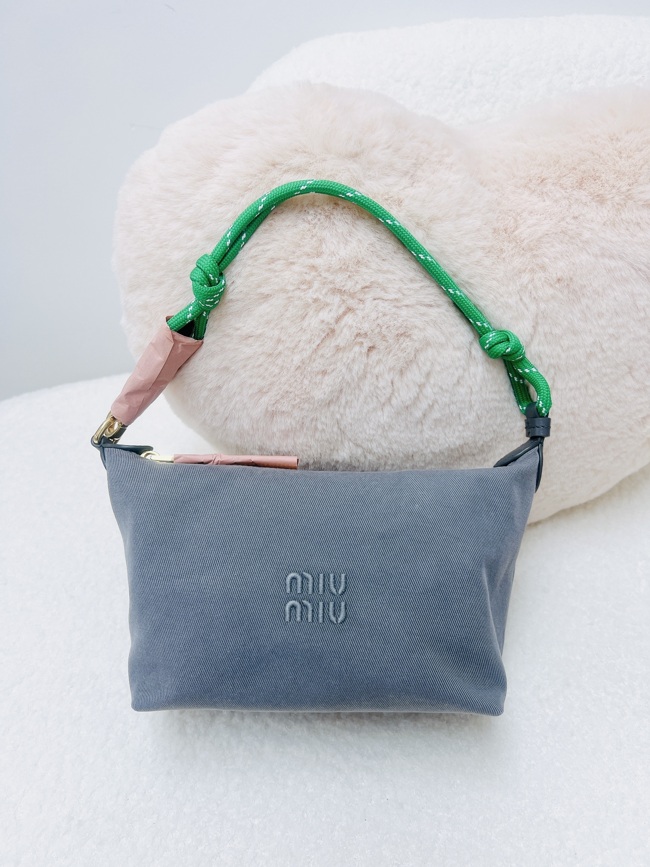 *Unused* Miu Miu gabardine pouch grey