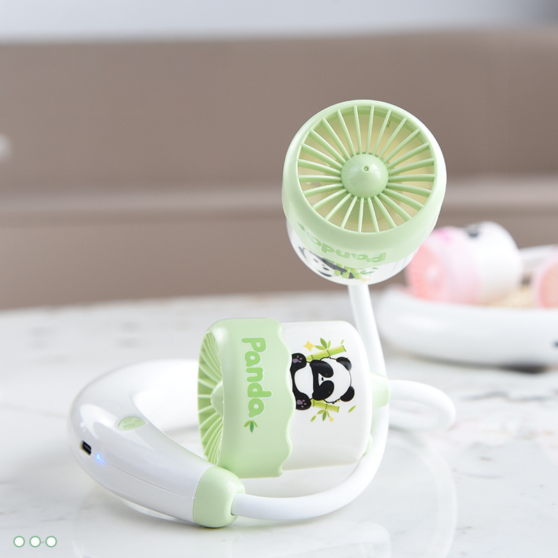熊貓卡通掛脖風扇