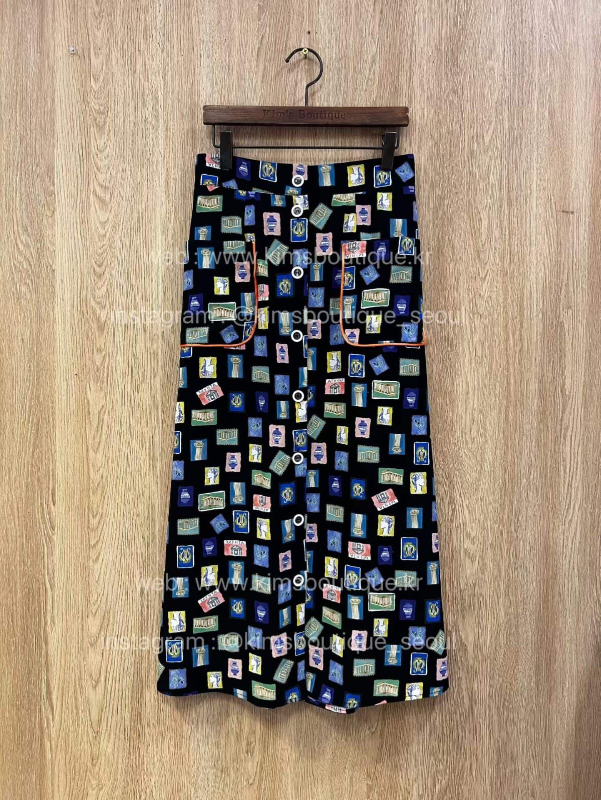 KM5402 旅遊日記印花後橡筋半身裙