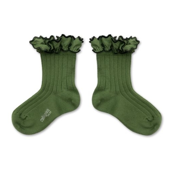 (預購) COLLEGIEN 荷葉邊羅紋短襪 Suzanne - 855 Avocat 酪梨綠