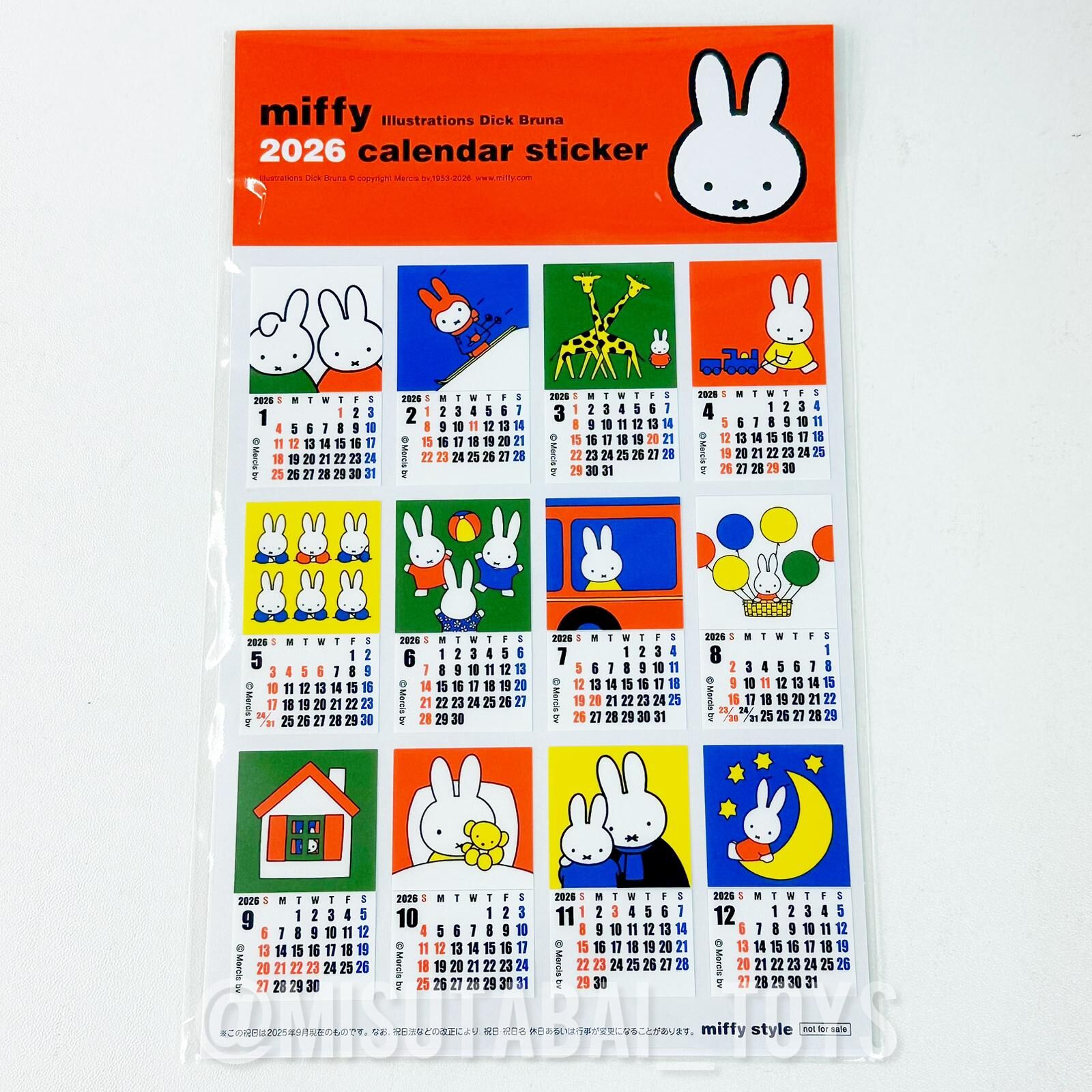 Miffy Illustration Dick Bruna 2026 Calendar Sticker