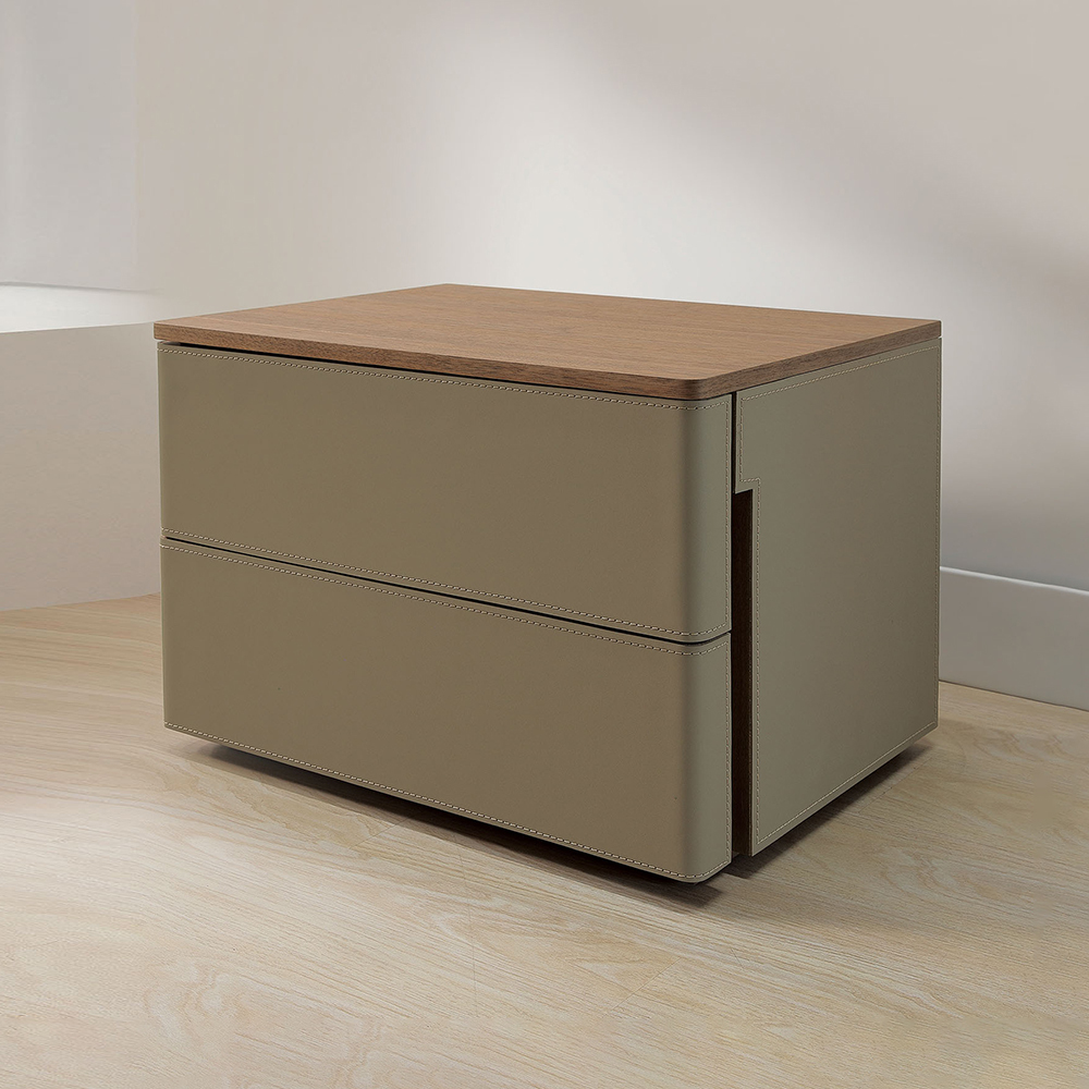 桑那2尺高級馬鞍皮革床頭櫃/二抽收納櫃/置物小邊櫃/小茶几