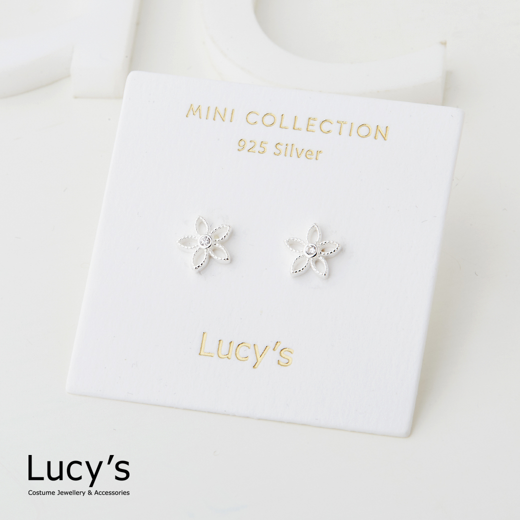 *925純銀〔輕銀系列〕鏤空花卉 耳環 (123266)