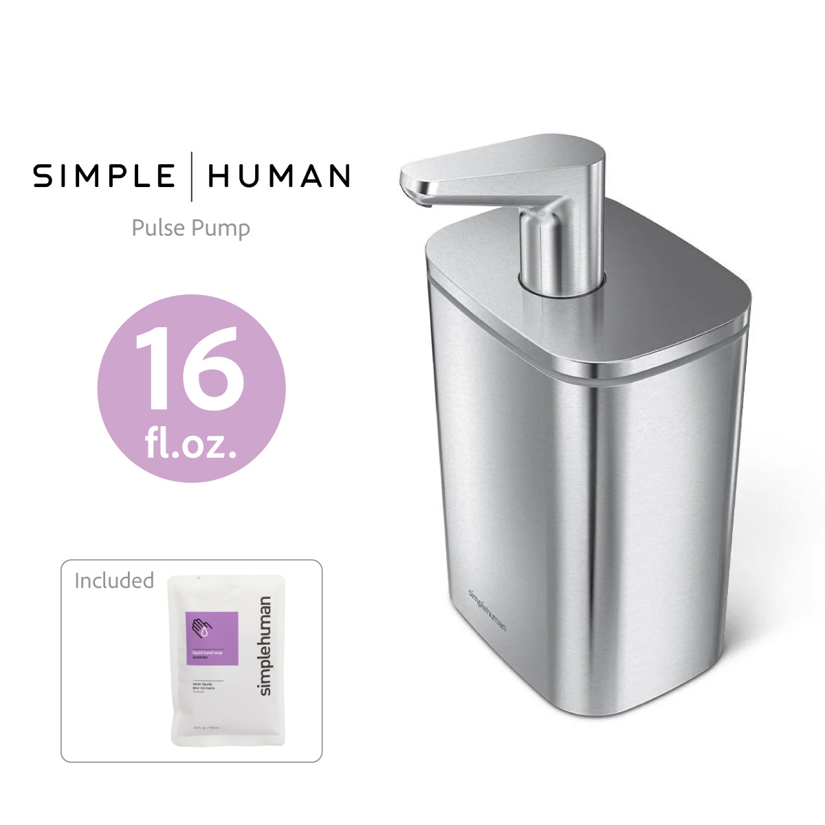 美國品牌SIMPLEHUMAN 16OZ不銹鋼肥皂液座 -KT1188
