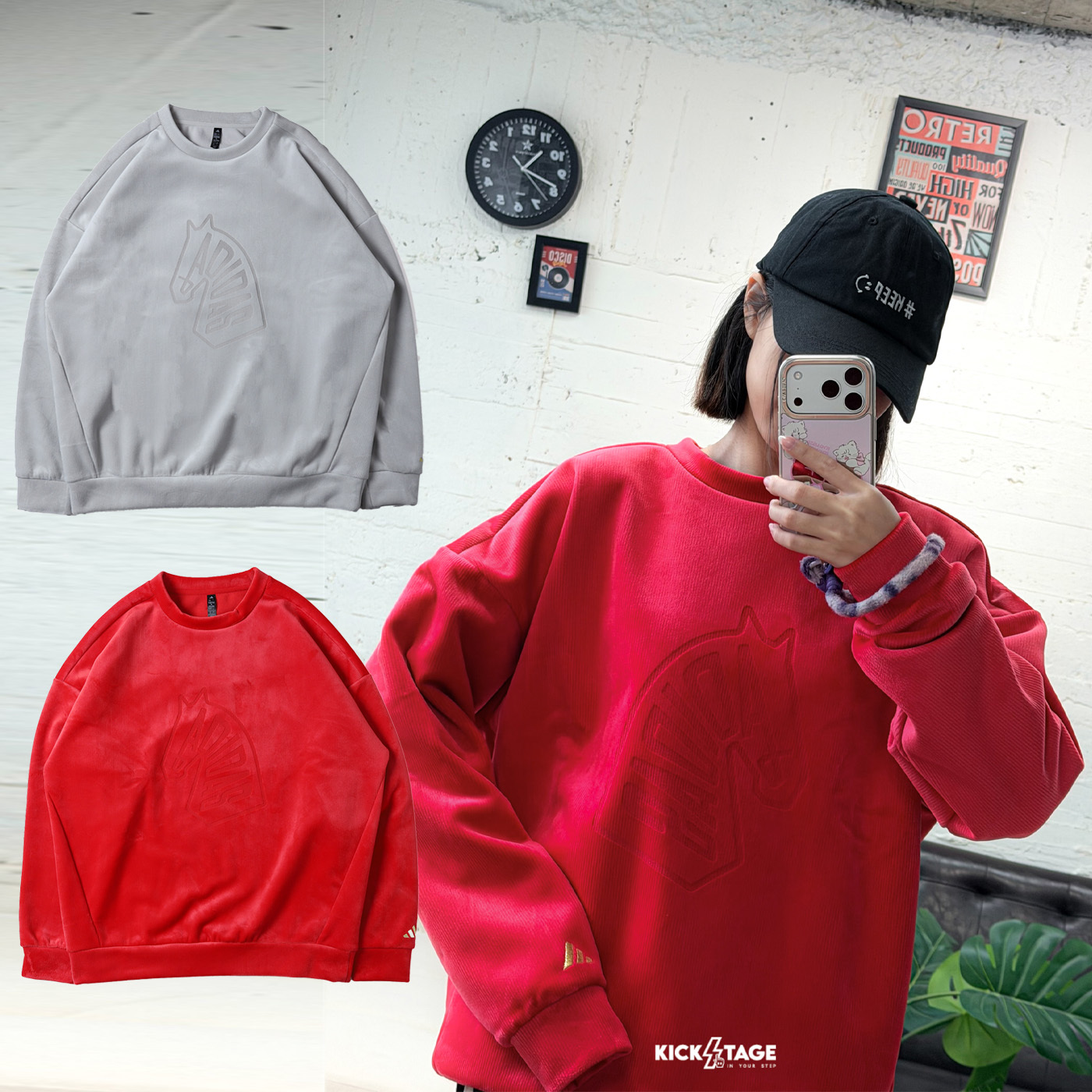 男款 ADIDAS NYR GFX SWT 紅色 米色 CNY 新年 馬年 寬鬆 絲絨 內刷毛 長T【KE4068/KE4069】ADLP