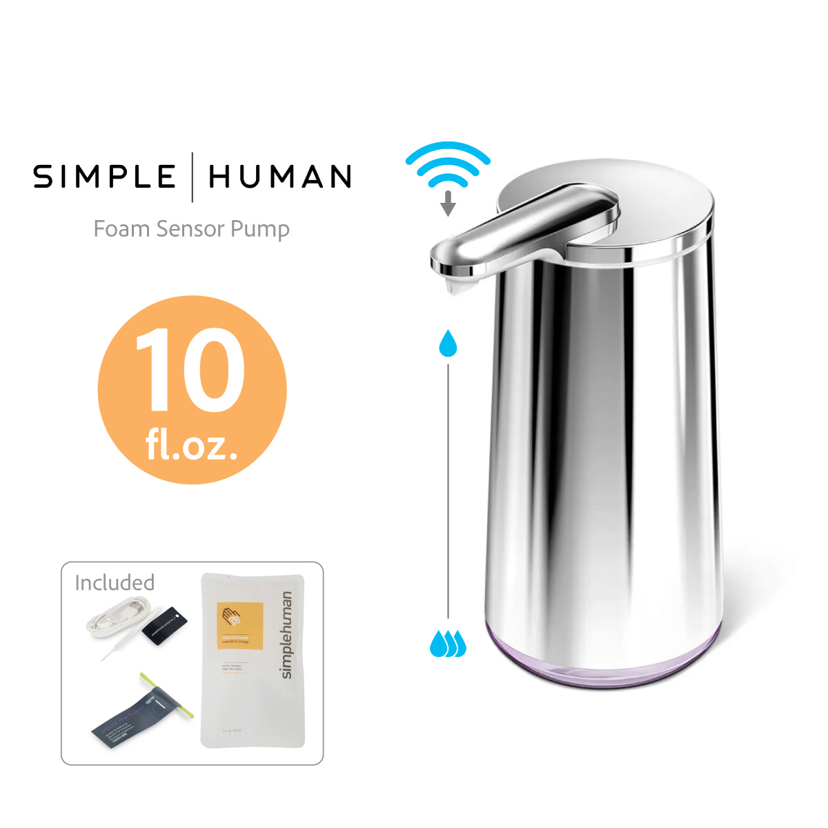 美國品牌SIMPLEHUMAN 10OZ 自動感應泡沫座- 拋光 -ST1063