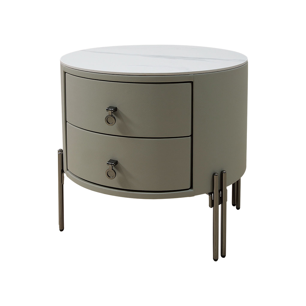 邁巴1.5尺岩板床頭櫃/圓形床頭櫃/二抽收納櫃/置物小邊櫃/小茶几