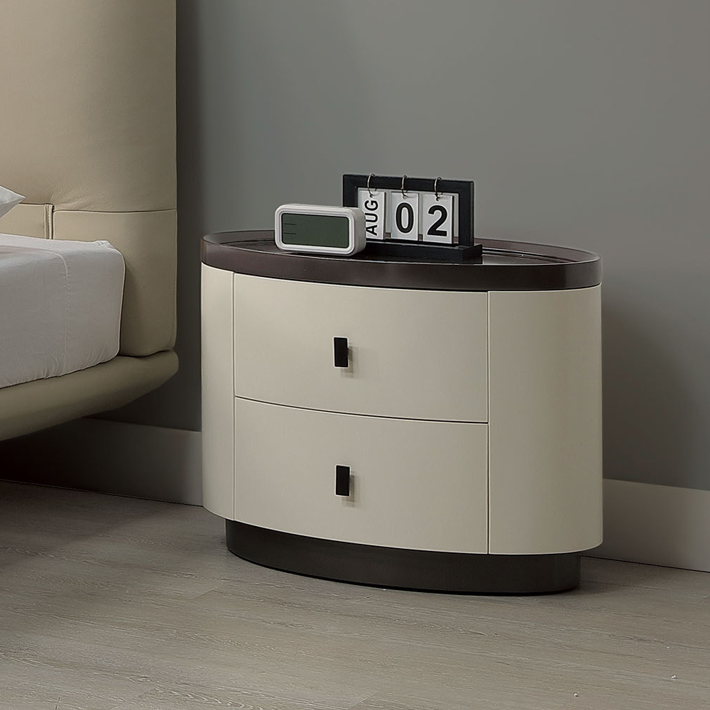 卡倫2尺造型床頭櫃/橢圓形二抽收納櫃/置物小邊櫃/小茶几