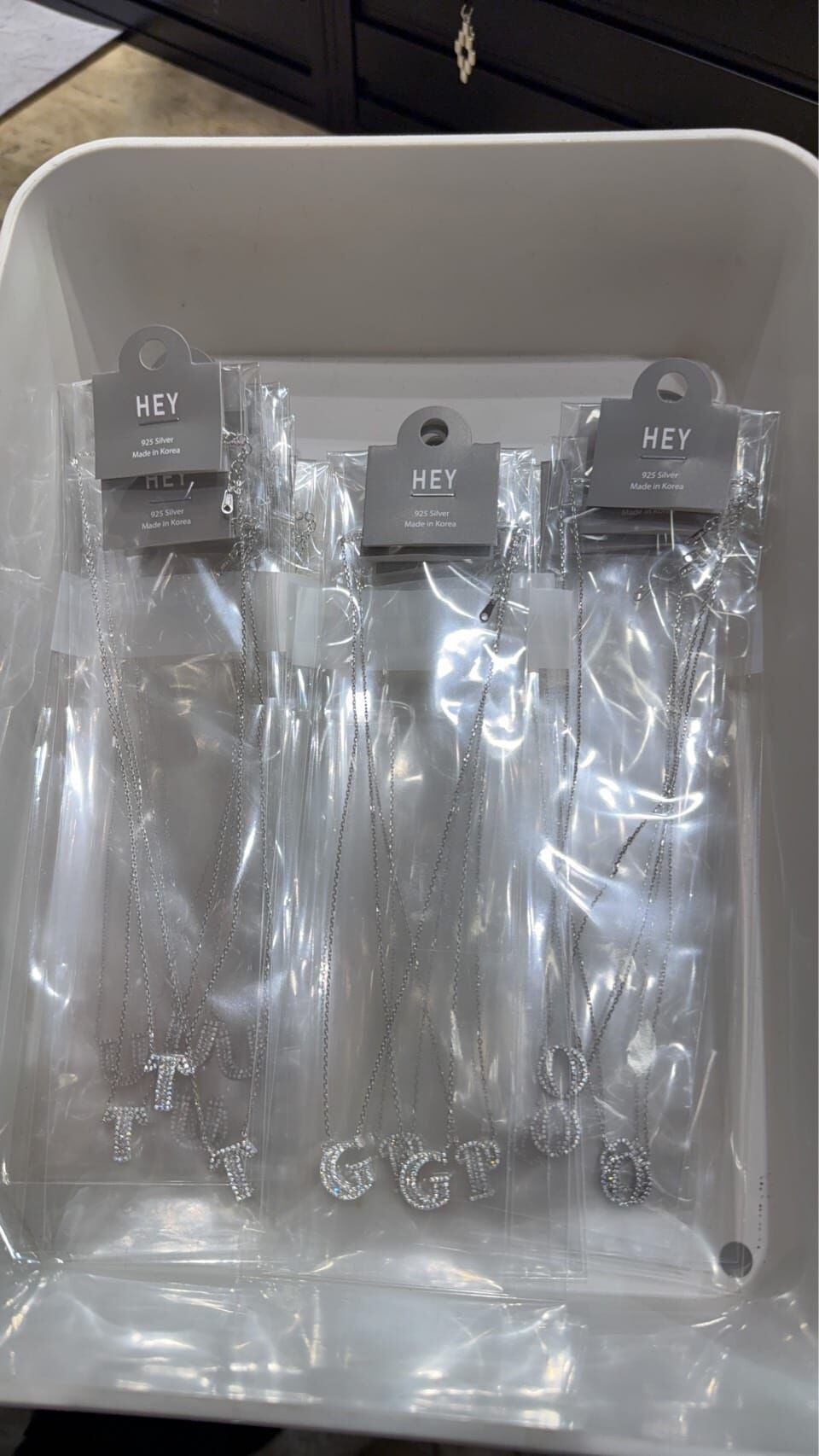 HM5460 ⚪️925 銀 鑲鑽字母頸鍊