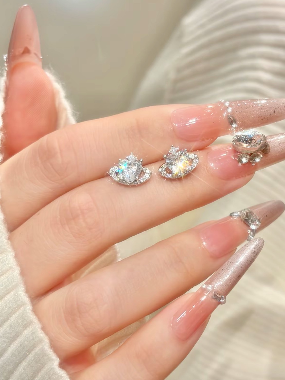 Kader 甜夢星球 愛心鑲鑽耳環 925銀