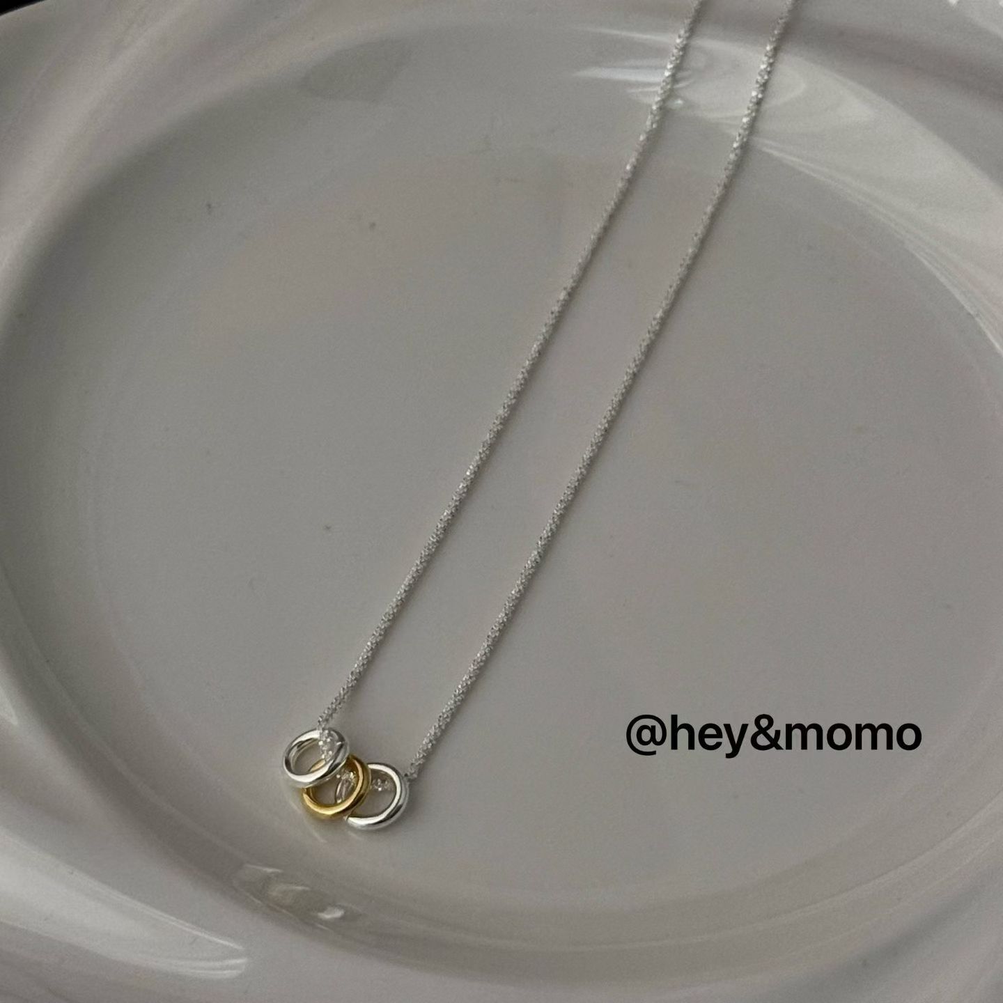HM5464 ⚪️925 銀 三環閃閃頸鍊