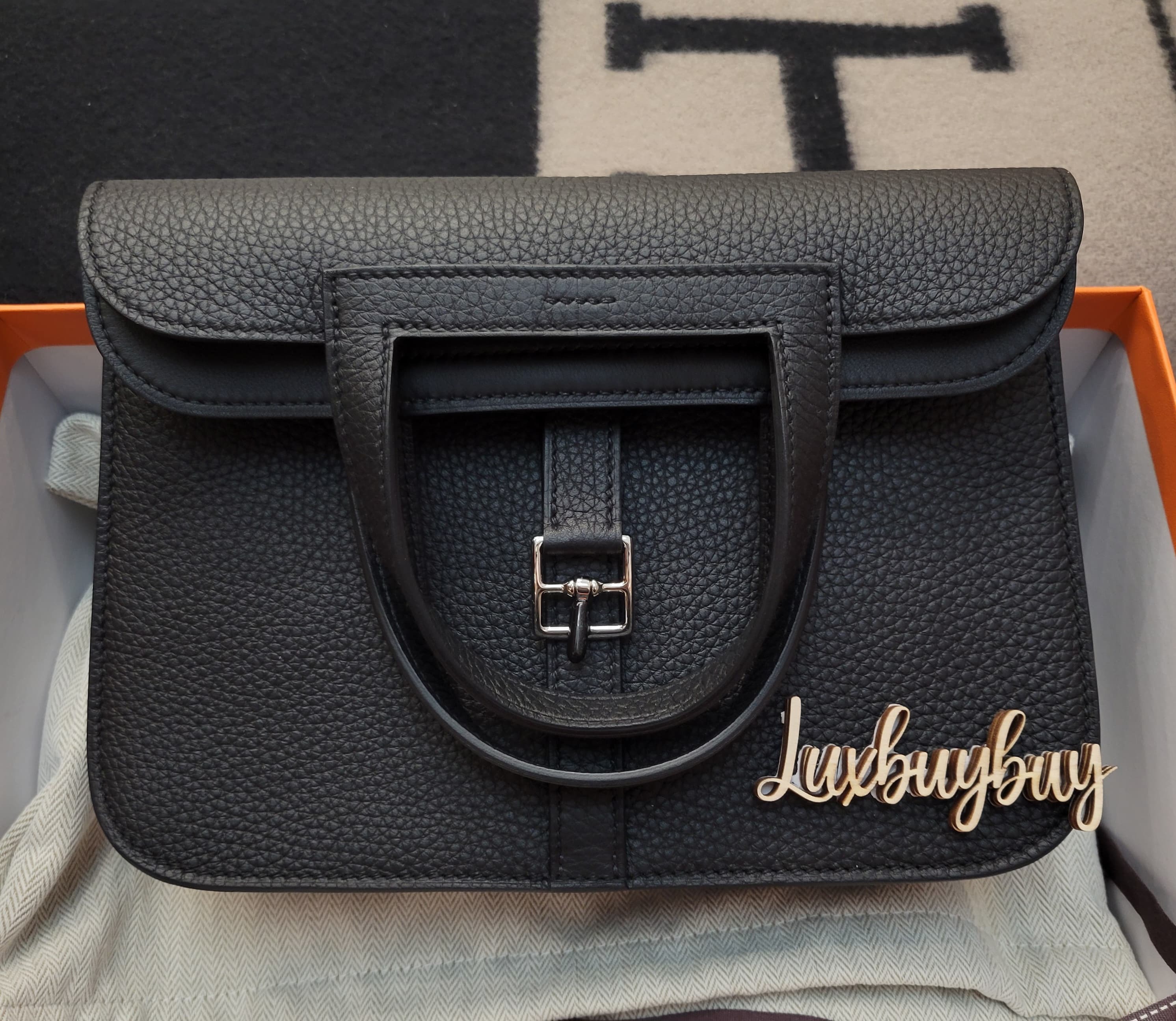 Hermes Halzan 25 noir ck 黑銀