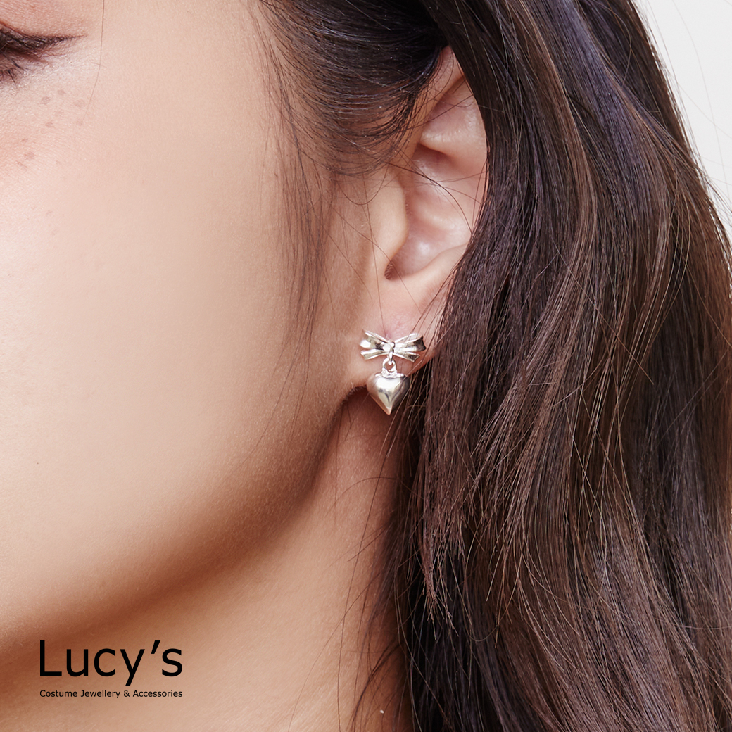 925純銀 心戀蝴蝶結 耳環 (126280)