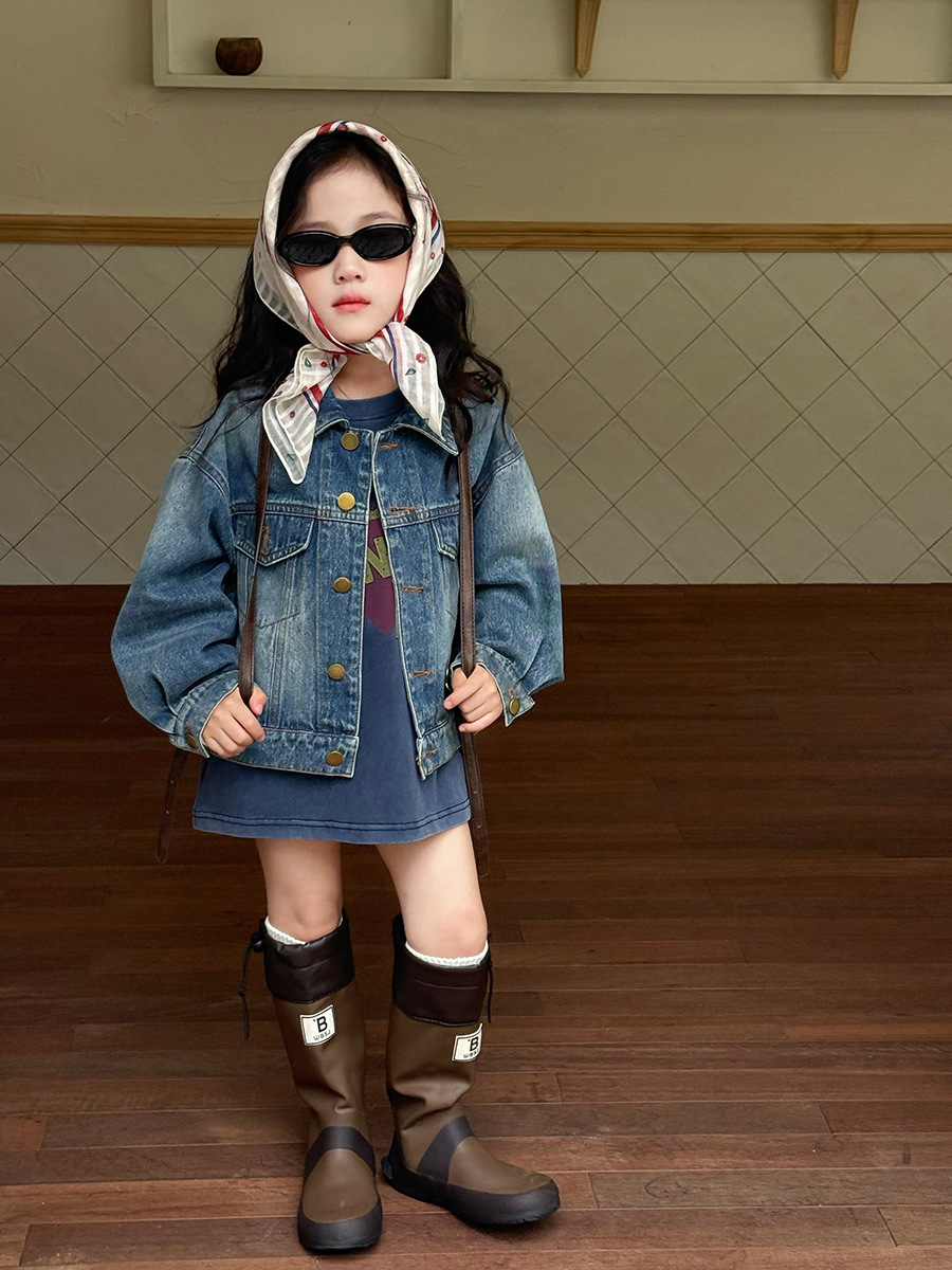 復古刷色經典牛仔夾克(90-170)