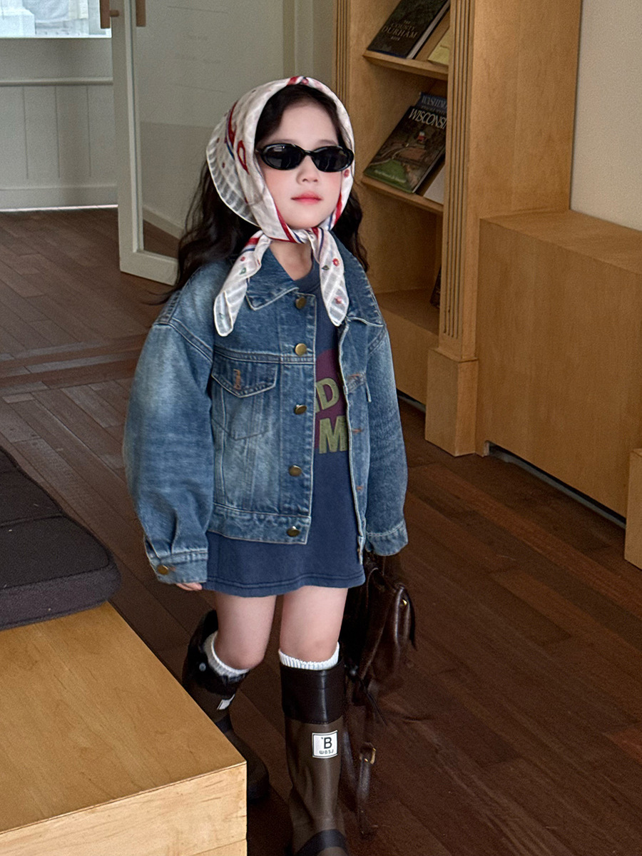 復古刷色經典牛仔夾克(90-170)