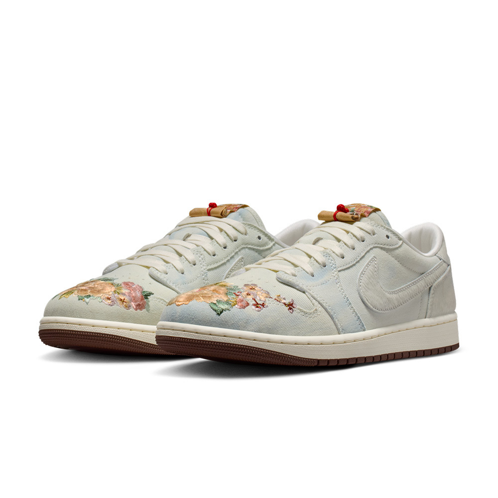 Nike Air Jordan 1 Low OG CNY 馬年限定 灰白花卉 刺繡 毛絨 休閒鞋 運動鞋 男鞋 IQ1108-011