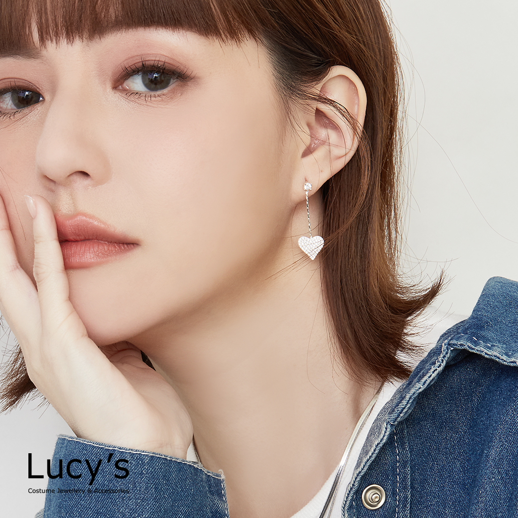 925純銀 愛心流蘇 耳環 (100288)