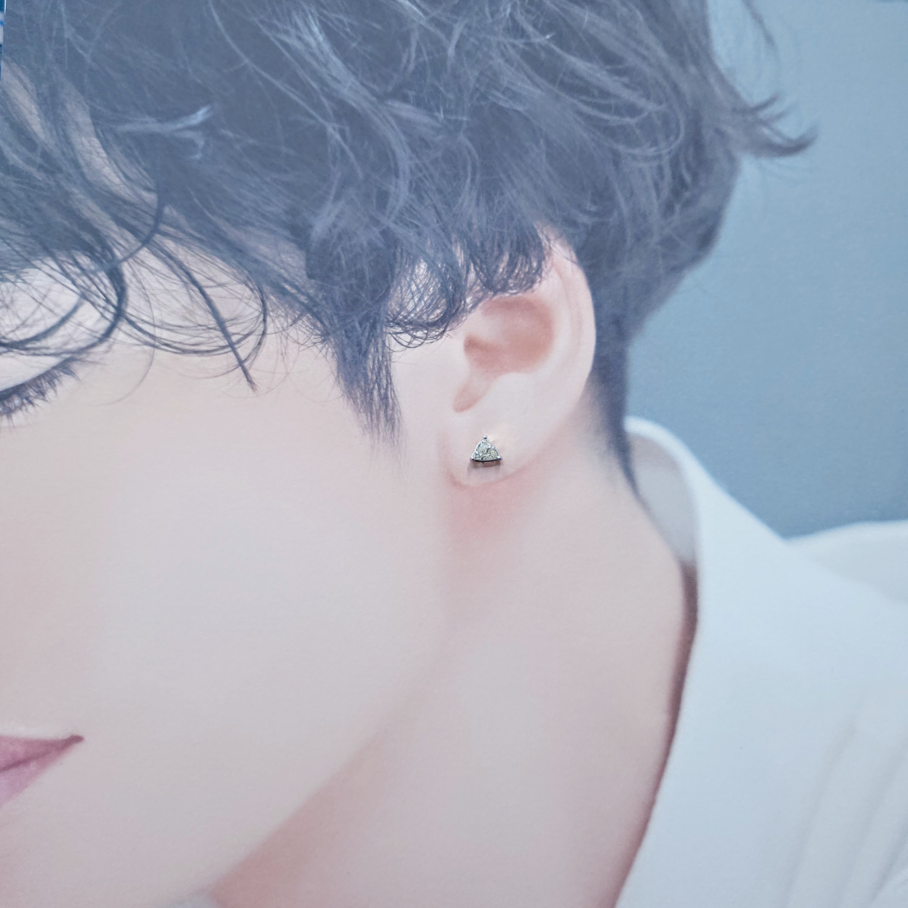 全新18K白金【主石38份三角形鑽石】單耳環