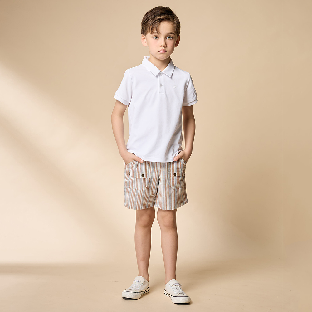 PIPPY 紳士翻領開釦POLO衫短袖上衣 白